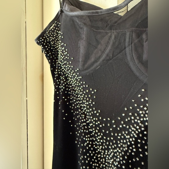 Vintage Dave & Johnny Laura Ryner Black Velvet Maxi Dress w Embellishments Y2K - Picture 5 of 8